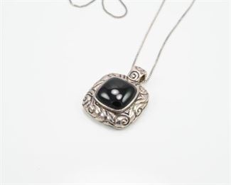 Zina Sterling & Onyx Pendant w/sterling chain