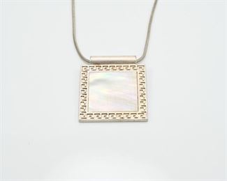 Mother of pearl pendant with sterling chain