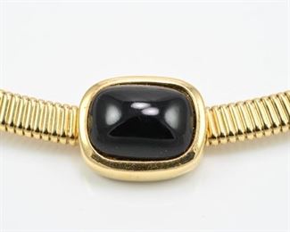 Onyx-Christian Dior gold tone necklace