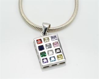 Sterling multi-stone pendant with sterling chain