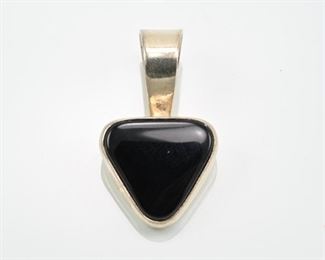 Onyx & sterling triangle pendant