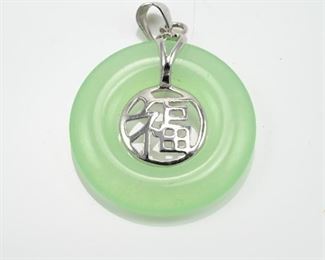 10k gold plated jade disc pendant