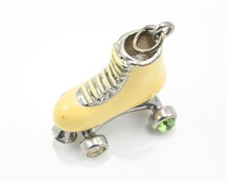 Enameled gemstone roller skate pendant