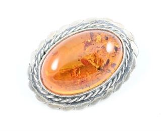 Sterling amber pendant