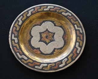 Inlaid metals plate from India