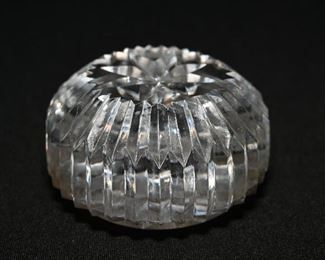 Vintage etched crystal paperweight