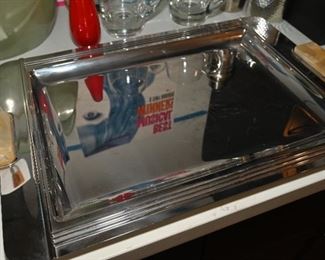 Jean Couzon France silver tray with melamine handles