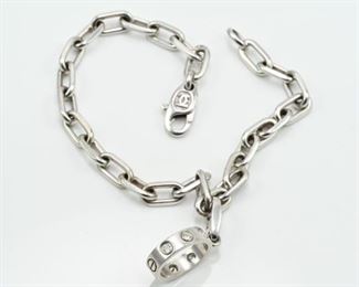 Cartier Spartacus 18k White Gold Bracelet w/Love Diamond Ring Charm