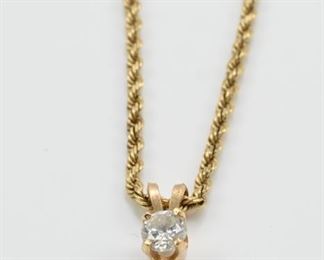 Diamond pendant with 14k yellow gold necklace