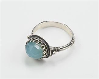 Kelso aquamarine & sterling filigree ring