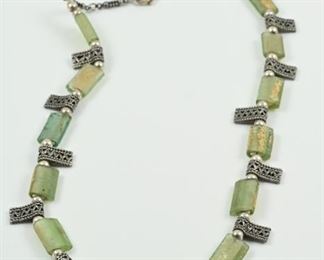 Raw aquamarine & sterling necklace