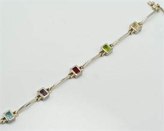 Sterling multi-gem bracelet