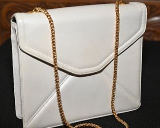 Neiman Marcus white leather handbag