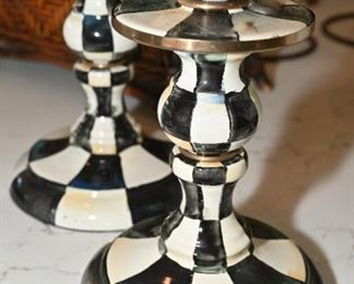 MacKenzie Childs Courtly Check candle holders