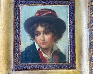 OIL ON CANVAS EARLY 1900'S SIGNED LOWER RIGHT SMALL SIZE IN GILDED FRAME 