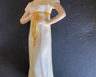 DECO STYLE FIGURINE WITH FLOWING DRESS MARKED 