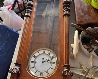 ANTIQUE WALL CLOCK WITH WEIGHTS 