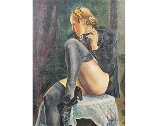 Marta Worringer, Femme Portrait, ca. 1930s, oil on canvas, sight: 34 x 25", frame: 41 x 31.5"