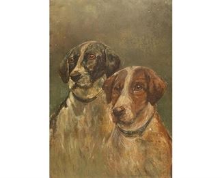 Bird Dogs, oil on board, sight: 18 x 12", frame: 25 x 19.5”