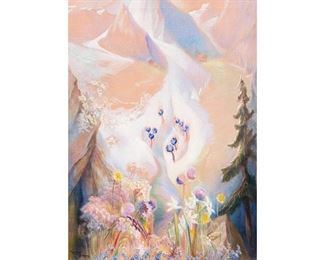 Emma Richardson Cherry, "Alpine Fantasy", oil on canvas, sight: 36 x 26", frame: 43 x 33”