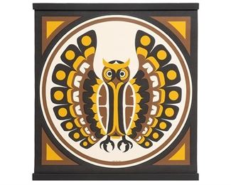 Inuit owl, hanging wall art, signed, image: 27 x 35”