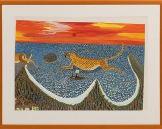 Francisco Sanabria, "En Barra de Navidad", acrylic on paper, sight: 20 x 27", frame: 27 x 35”