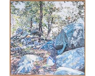 Theresa Bartol (b. 1941), "Rocks", oil on canvas, poem on the back, size: 21 x 21”
