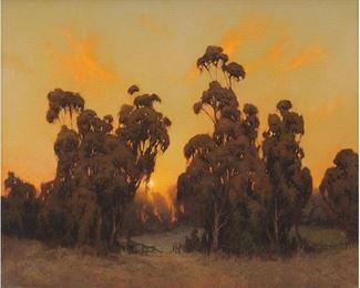 Franklin Courter (1854-1947), "Evening's Surrender", oil on canvas, sight: 26 x 30", frame: 27 x 31”
