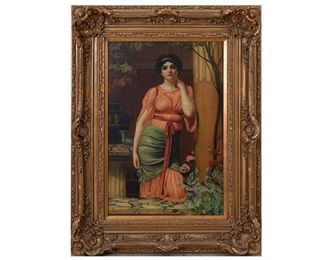 Signed Levenson, Grecian Portrait, oil on canvas, sight: 35.5 x 23.5", frame: 50.5 x 38.5"