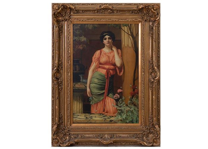 Signed Levenson, Grecian Portrait, oil on canvas, sight: 35.5 x 23.5", frame: 50.5 x 38.5"