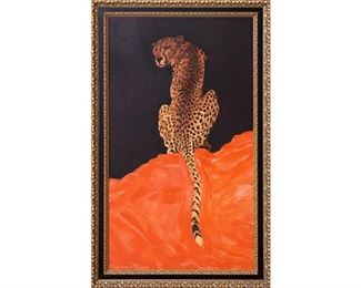 P. M. Howard, Cheetah Portrait, oil on canvas, sight: 48 x 27", frame: 54 x 34"
