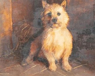 Sam Fulton, Dog portrait, oil on canvas, sight: 13 x 16", frame: 22 x 26"