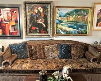 This plush sofa is not only extra long but quite deep as well.