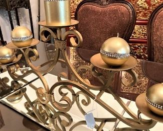 Candle holder with rhinestone trimmed candles