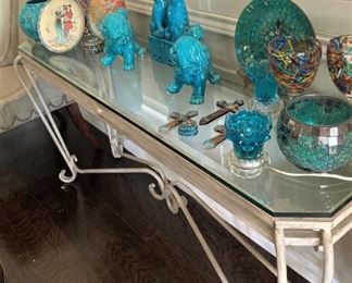 Glass top sofa table
