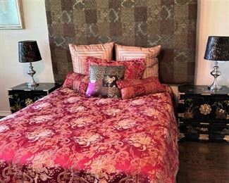 King headboard; queen bed