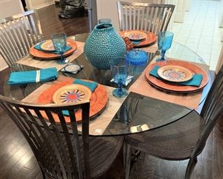 Glass top breakfast and 4 chairs