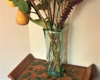Small colorful table; artificial arrangement