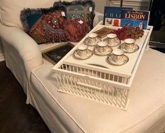 Lounger; bed tray; Noritake tea cups