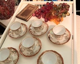 Bed tray; Noritake tea cups