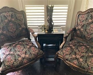 Matching arm chairs; stack tables