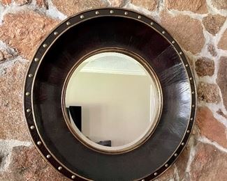 Decorative framed round mirror