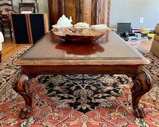 Large coffee table,  county French buffet, beautiful area rug...