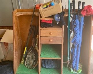 Wooden case golf bag/clubs/balls/umbrella holder 