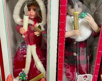 animated carolers, pair of ceramic candlesticks