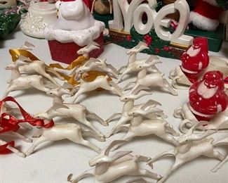 vintage plastic Santa and reindeer