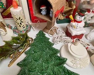 ceramic Christmas tree platter, ceramic lighted mailbox