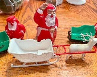 plastic Santas and sleds