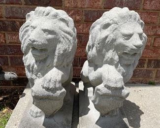 pair of concrete lions
