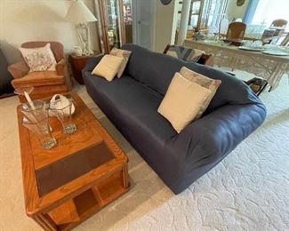 sofa, oak coffee table